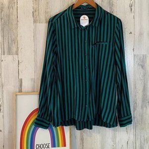 Velvet Heart Emerald and Black Button-Down Shirt L